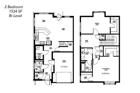 Floor plan for 2 beds, 1.5 baths, 1110 sqft